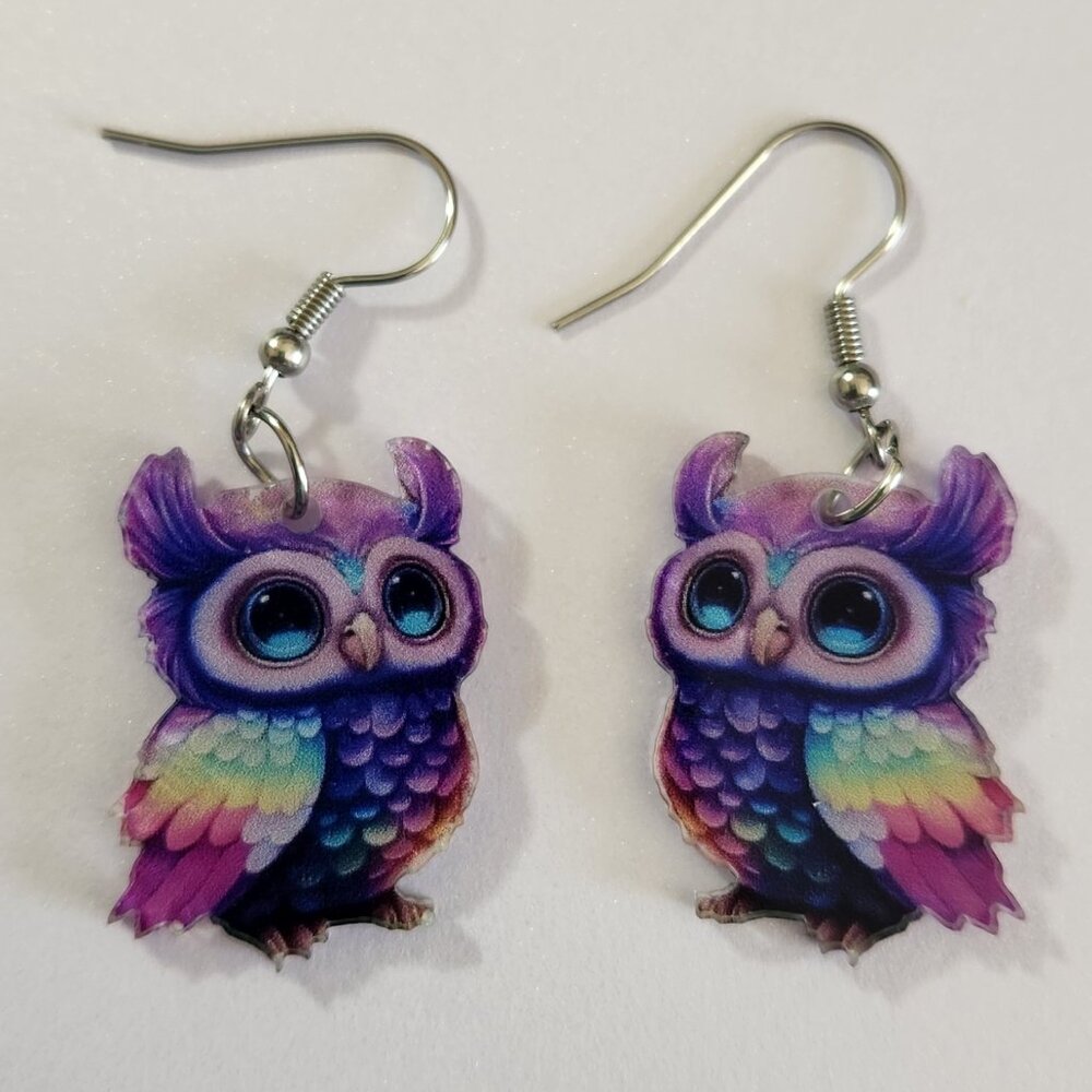 Colorful Owl Earrings Light Weight